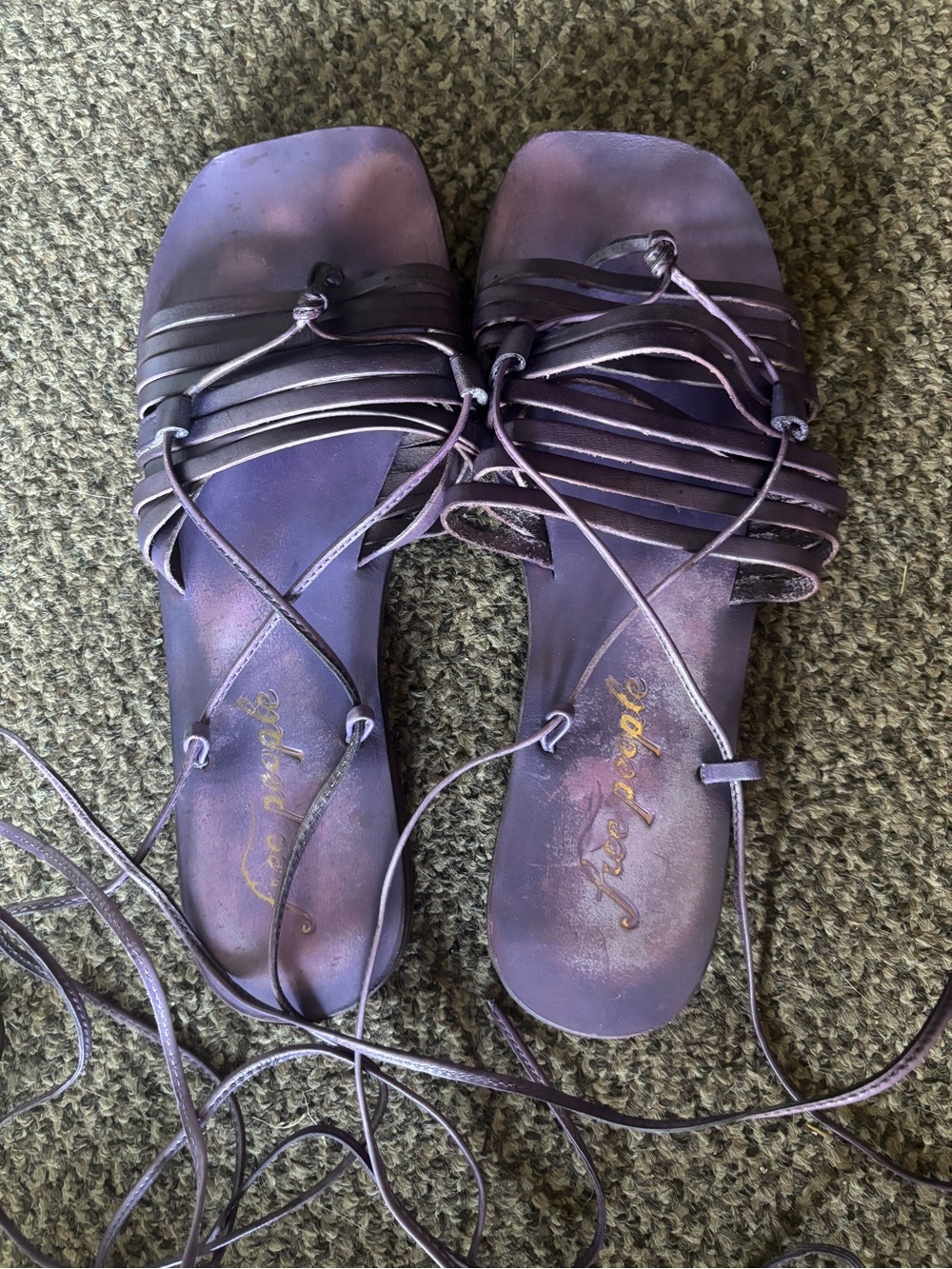 Free People Purple Lace-Up Strappy Flat Sandals